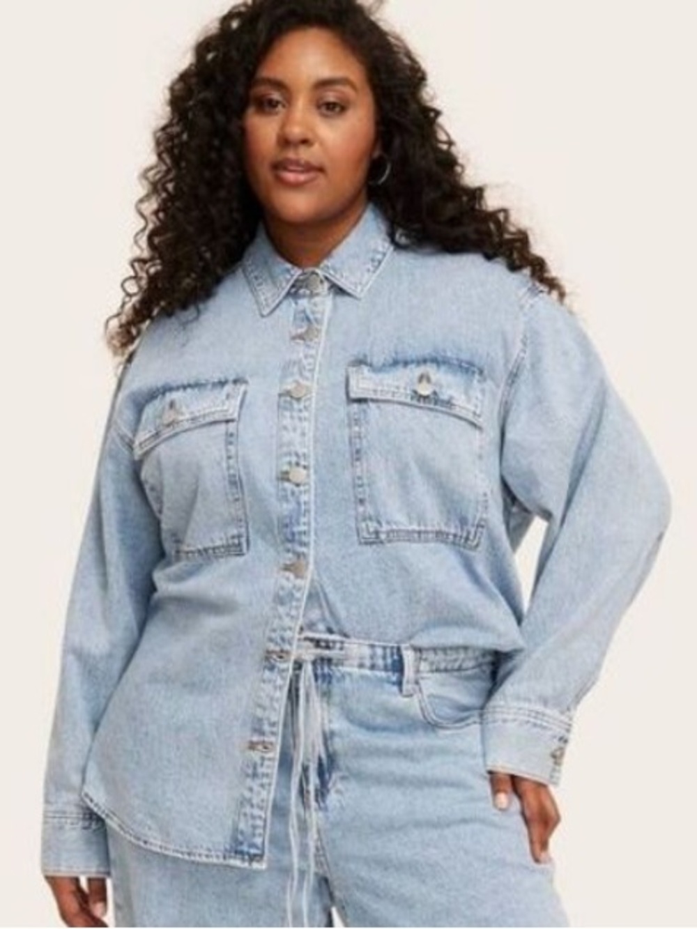 Parke x Target Medium light Wash Women's Long Sleeve Denim Shacket XL NWT - Picture 7 of 7